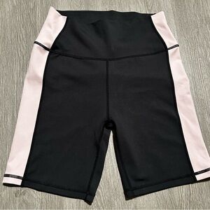 All Fenix Women's Black with Pink Stripe on Side Athletic Biker Shorts